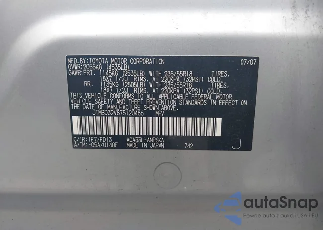 JTMBD32V875120486: 42743256