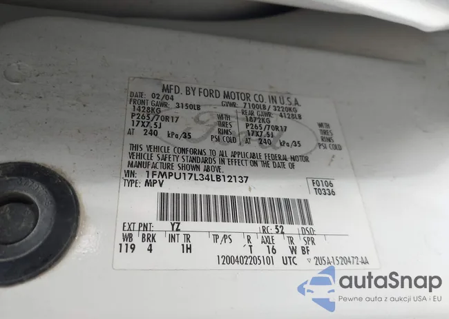 1FMPU17L34LB12137: 42743446