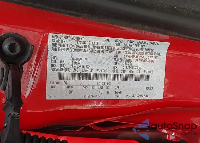 1FAHP3F25CL477153: 42743497