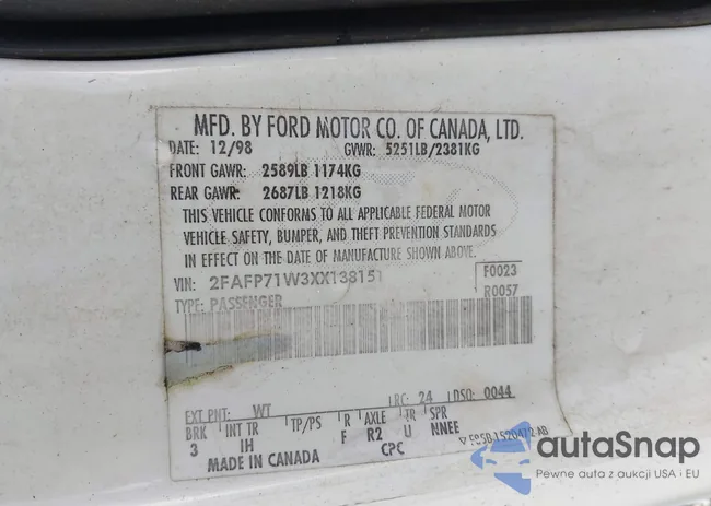 2FAFP71W3XX138151: 42743610