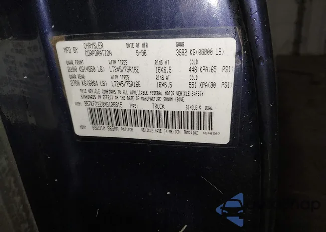 3B7KF22Z9XG126815: 42742819