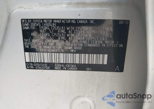 2T3DFREV6DW081516: 42743086