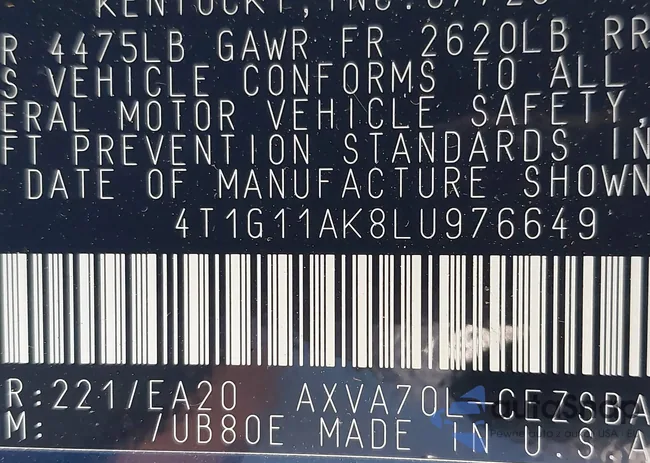 4T1G11AK8LU976649: 42744339