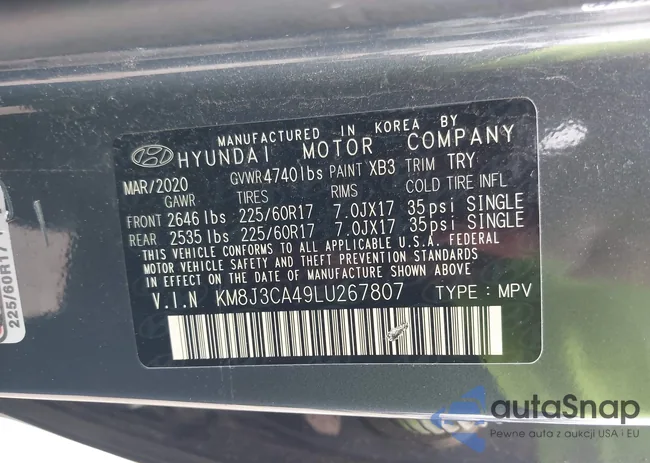 KM8J3CA49LU267807: 42744503