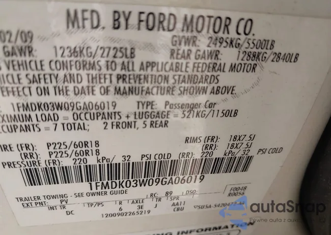 1FMDK03W09GA06019: 42744711