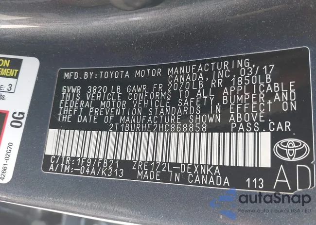 2T1BURHE2HC868858: 42743756