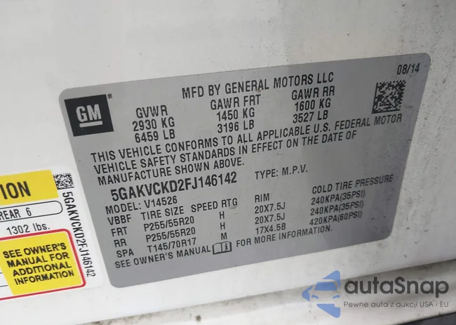 5GAKVCKD2FJ146142: 42743995