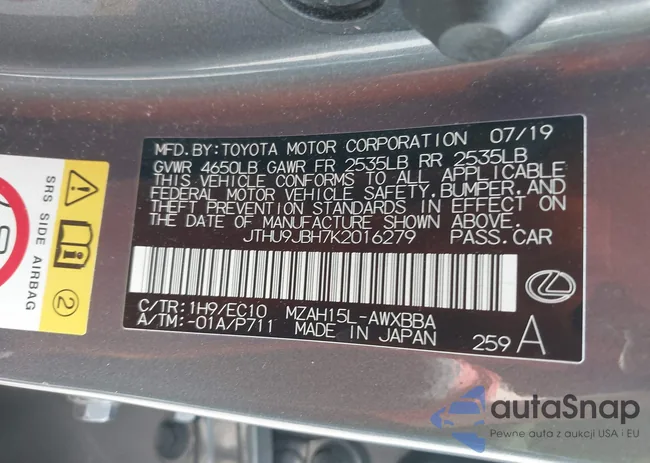 JTHU9JBH7K2016279: 42745148