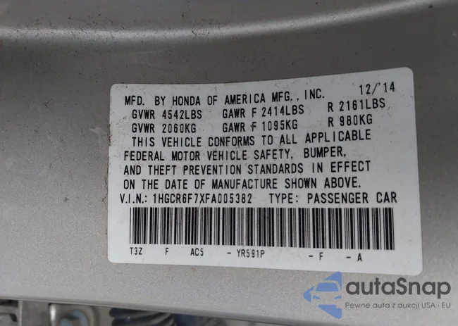 1HGCR6F7XFA005382: 42745217