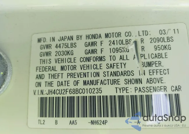 JH4CU2F68BC010235: 42745670