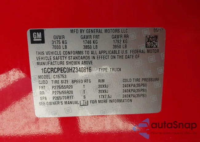 1GCRCPEC0HZ340816: 42744855