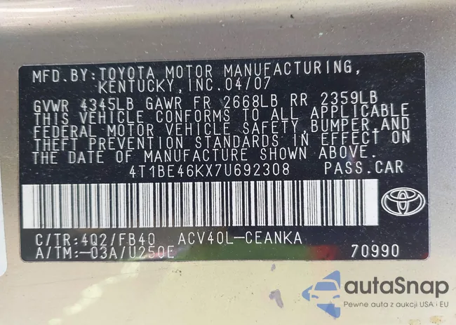 4T1BE46KX7U692308: 42744971