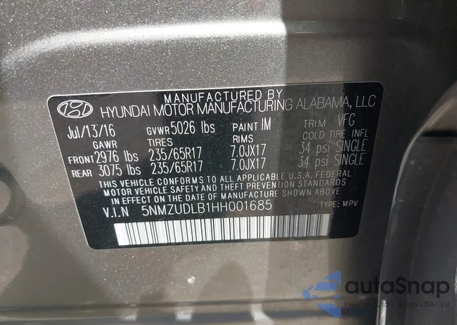 5NMZUDLB1HH001685: 42745067