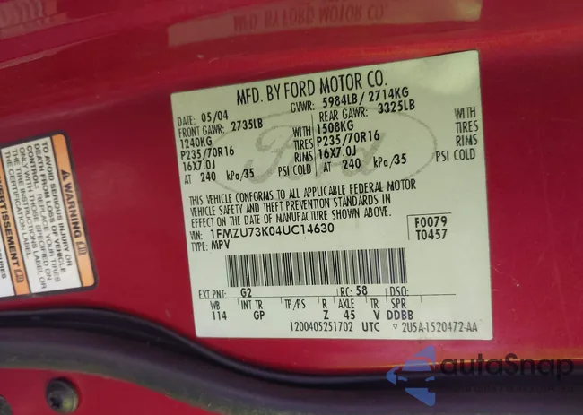 1FMZU73K04UC14630: 42746186