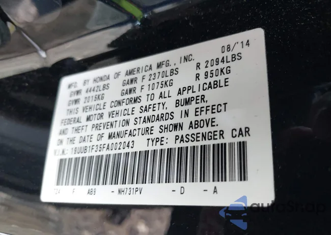 19UUB1F35FA002043: 42746646