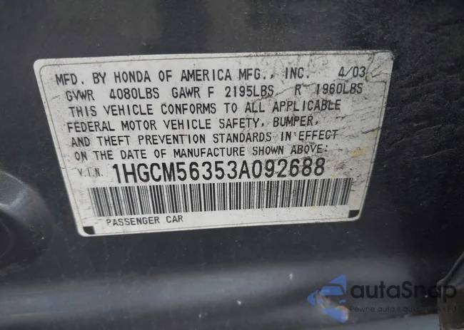 1HGCM56353A092688: 42747641