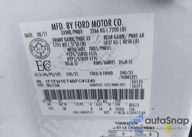 1FTFW1ET4BFC41240: 42746823