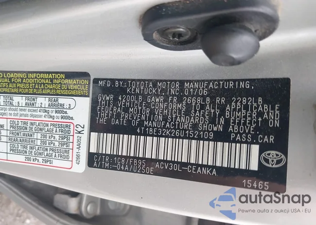 4T1BE32K26U152109: 42746913