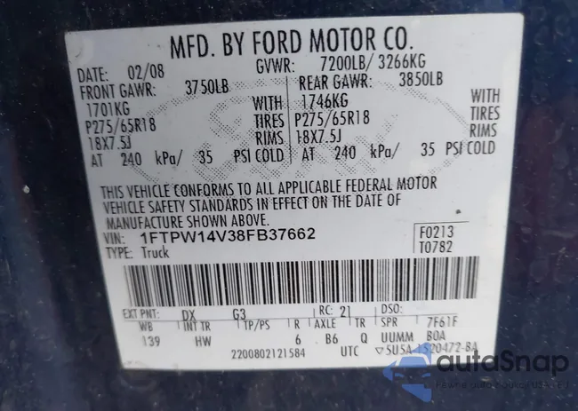 1FTPW14V38FB37662: 42746951