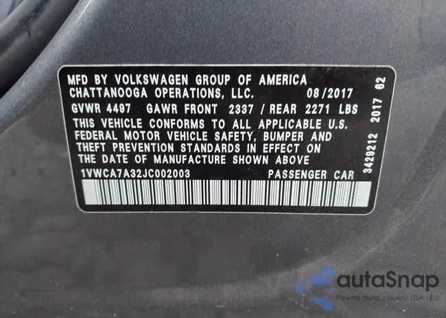 1VWCA7A32JC002003: 42747055