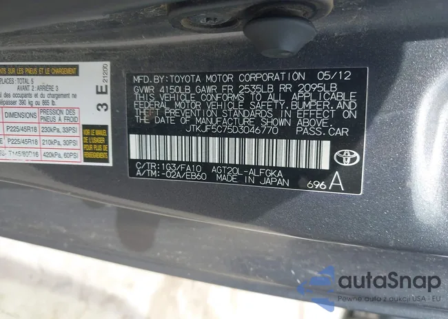 JTKJF5C75D3046770: 42748333