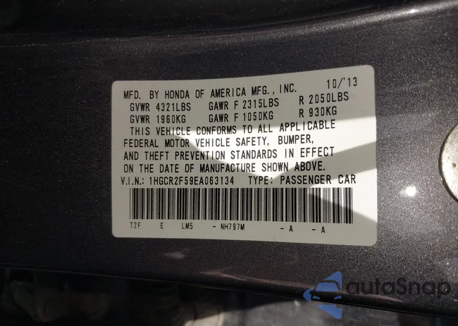 1HGCR2F59EA063134: 42748374