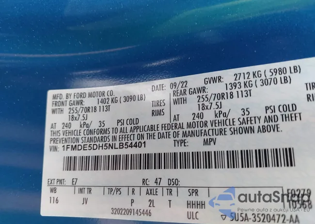 1FMDE5DH5NLB54401: 42748570