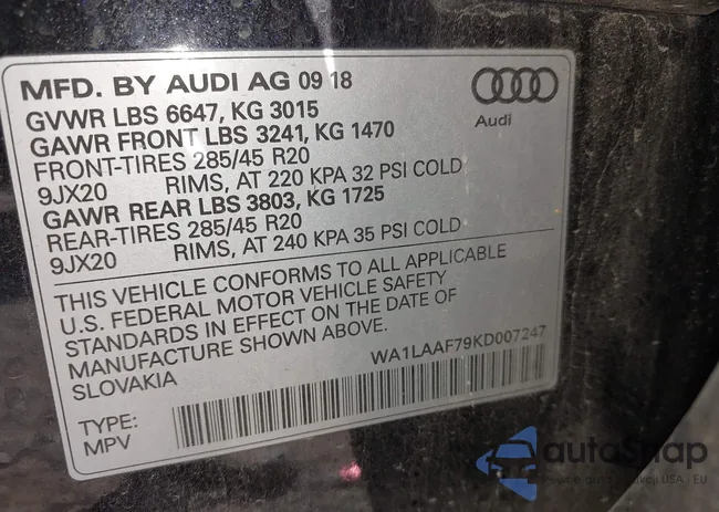 WA1LAAF79KD007247: 42748587