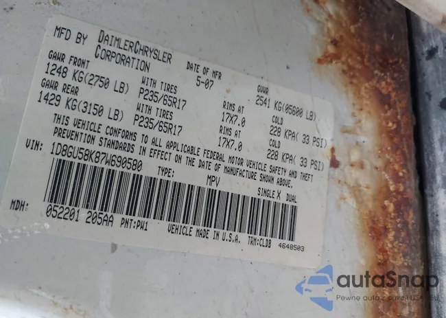 1D8GU58K87W690580: 42748659