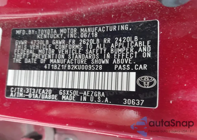 4T1BZ1FB2KU009528: 42747832