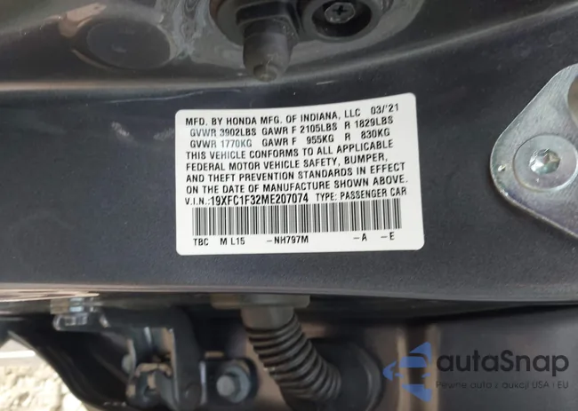 19XFC1F32ME207074: 42748005