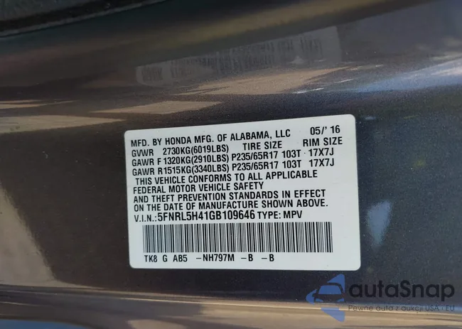 5FNRL5H41GB109646: 42749162