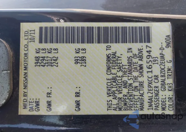 1N4AL2EPXCC165947: 42749347