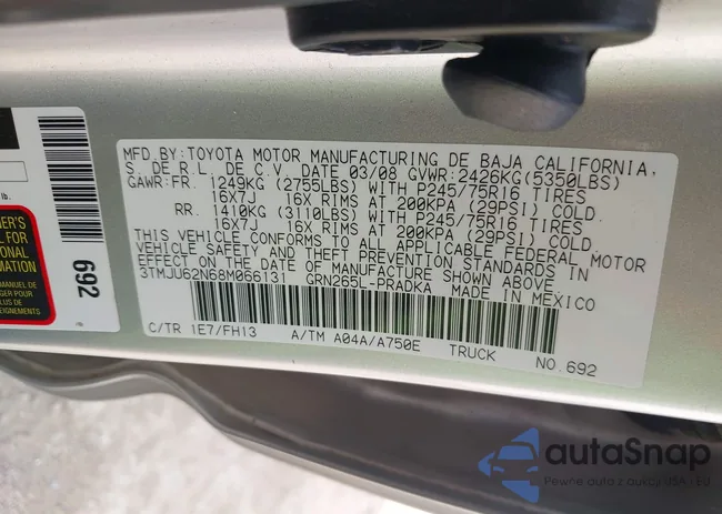 3TMJU62N68M066131: 42749400