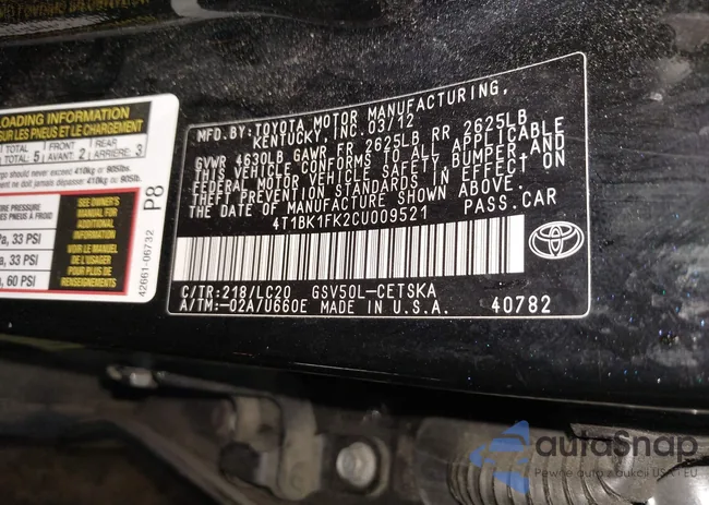 4T1BK1FK2CU009521: 42748764