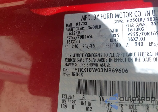 1FTRX18W03NB69606: 42748911