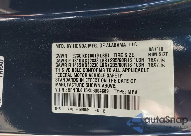 5FNRL6H5XLB004869: 42749105