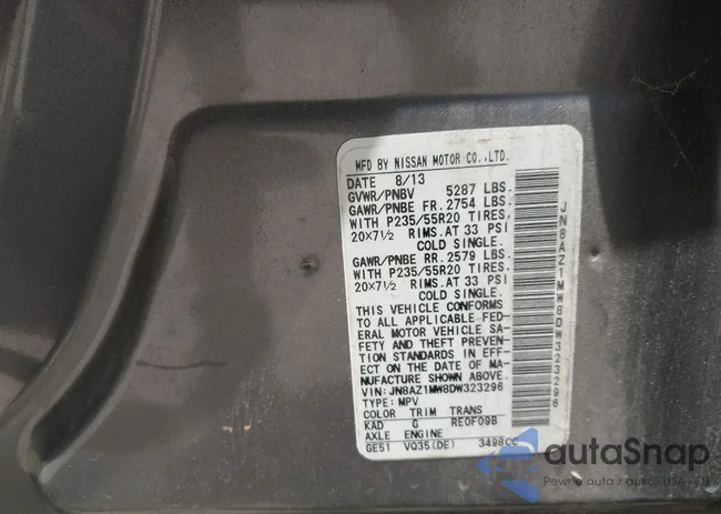 JN8AZ1MW8DW323296: 42750147