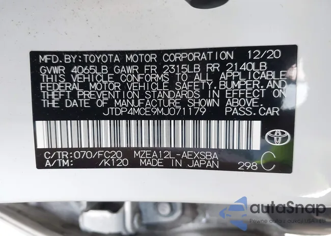 JTDP4MCE9MJ071179: 42750450