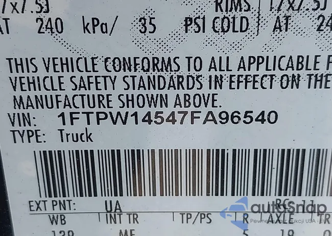 1FTPW14547FA96540: 42750545