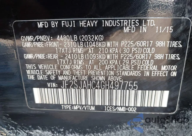 JF2SJAHC4GH497755: 42750666