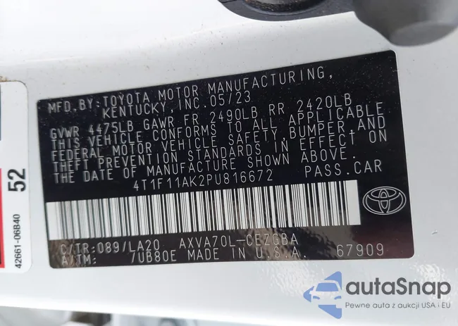 4T1F11AK2PU816672: 42749732