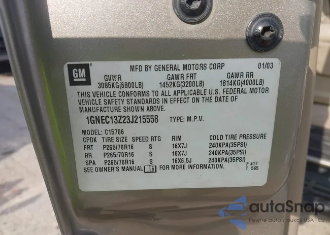 1GNEC13Z23J215558: 42749848