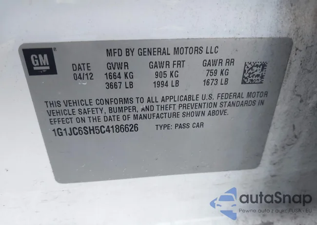 1G1JC6SH5C4186626: 42750001