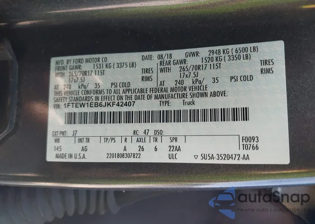 1FTEW1EB6JKF42407: 42751405