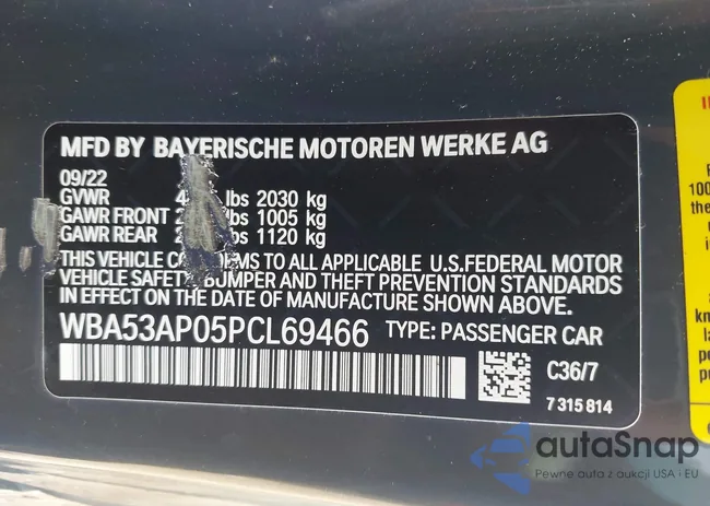 WBA53AP05PCL69466: 42751579