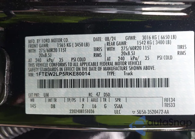 1FTEW2LP5RKE80014: 42751647