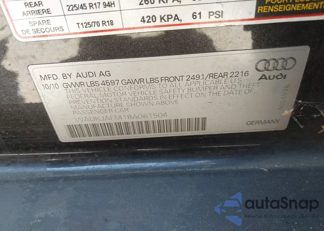 WAUKJAFM1BA061504: 42750757