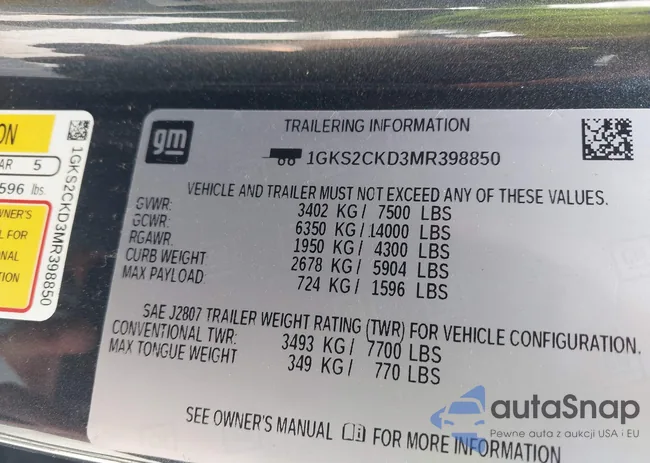 1GKS2CKD3MR398850: 42752257