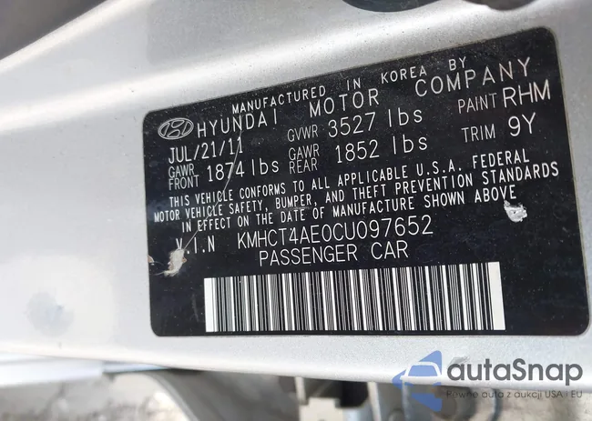 KMHCT4AE0CU097652: 42752265